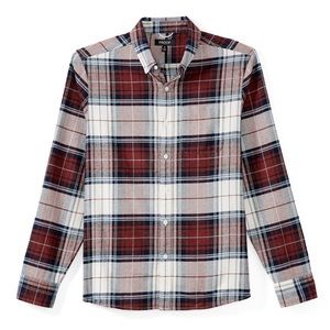 Proof Huckberry Stretch Flannel in Maroon Plaid, Size Large